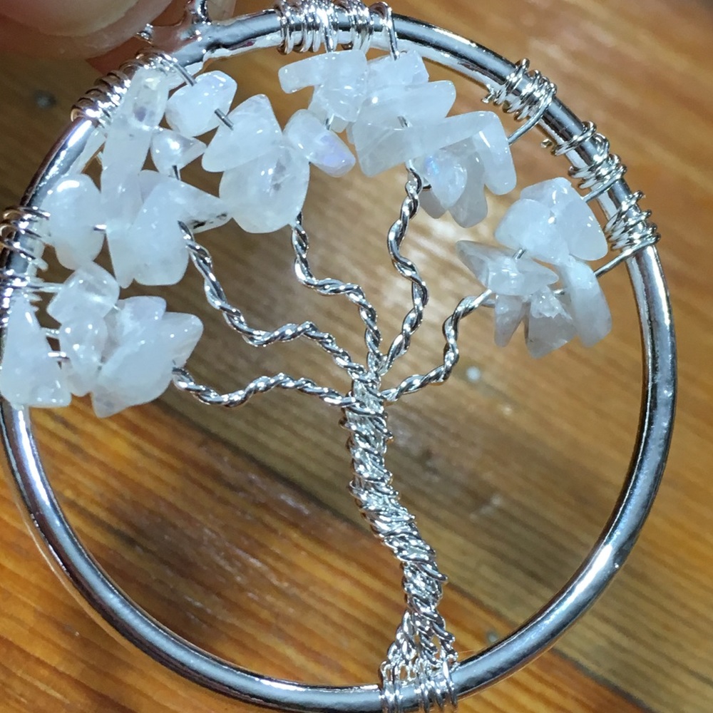 Moonstone Tree of Life Pendant - natural stones